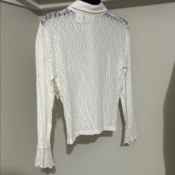 Worthington White Lace Button-Up Blouse - Picture 7 of 8